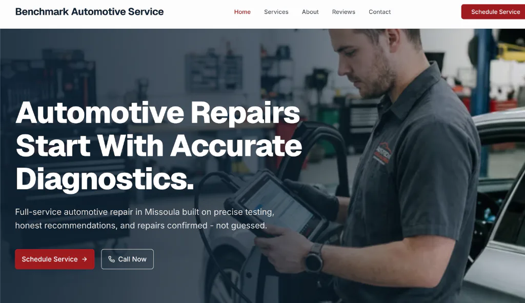 Benchmark Automotive Service website preview Benchmark Automotive Service website preview
