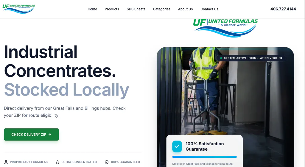 United Formulas website preview United Formulas website preview